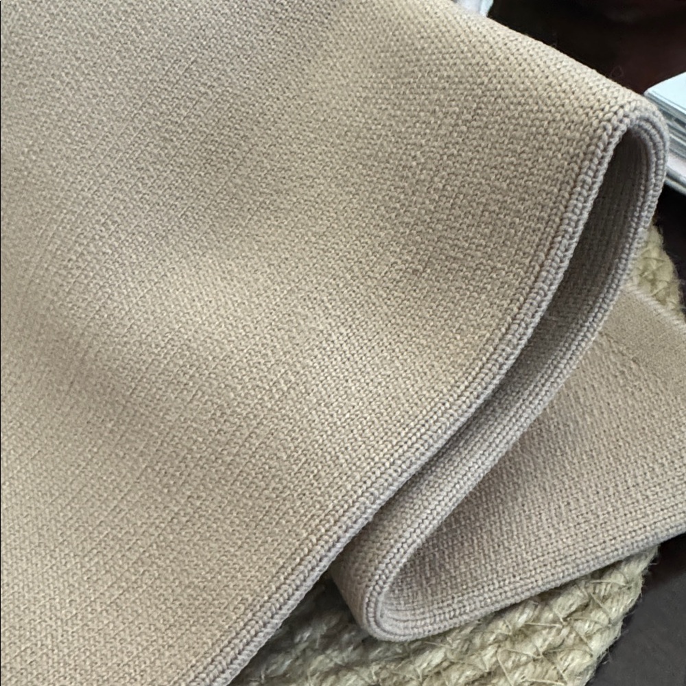 Beige Knit Stretch Thigh-High Boots Size 8 Block 4”Heel Cuffed Pull On - Picture 6 of 6